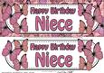 Large Dl Birthday Niece Butterflies Card & 3D Decoupage