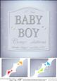 8 x 8 New Baby Boy Blue Champers Label Scalloped Corner