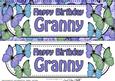 Large Dl Birthday Granny Butterflies Card & 3D Decoupage