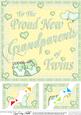 8 x 8 New Baby Twins Grandparents Scalloped Corner