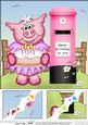 8 x 8 Zoe Piggy's Birthday Cake Scalloped Corner Topper