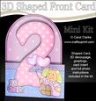 3D 2nd Birthday Doll Shaped Front Card with Decoupage