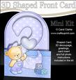 3D 2nd Birthday Teddy Shaped Front Card with Decoupage
