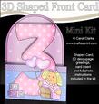 3D 3rd Birthday Doll Shaped Front Card with Decoupage