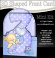 3D 3rd Birthday Teddy Shaped Front Card with Decoupage