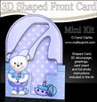 3D 4th Birthday Teddy Shaped Front Card with Decoupage