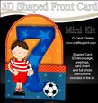 3D 7th Birthday Footballer Shaped Front Card with Decoupage