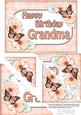 5x7 Flower & Butterfy Birthday Grandma Scallop Corner