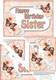 5x7 Flowers & Butterflies Birthday Sister Scallop Corner