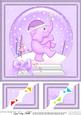 8 x 8 Xmas Elephant Snowglobe Scalloped Corner