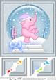8 x 8 Xmas Elephant Snowglobe Scalloped Corner