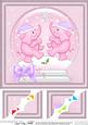 8 x 8 Xmas Elephants Snowglobe Scalloped Corner