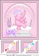 8 x 8 Xmas Elephant Snowglobe Scalloped Corner