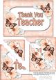 5x7 Flowers & Butterflies Thank You Teacher Scallop Corner