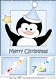 8 x 8 Christmas Penguin Scalloped Corner Topper
