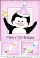8 x 8 Christmas Penguin Scalloped Corner Topper