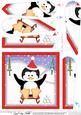Xmas Sledging Penguin Fan Pyramage Topper