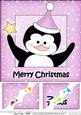 8 x 8 Christmas Penguin Scalloped Corner Topper