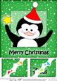 8 x 8 Christmas Penguin Scalloped Corner Topper