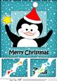 8 x 8 Christmas Penguin Scalloped Corner Topper