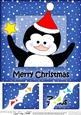 8 x 8 Christmas Penguin Scalloped Corner Topper