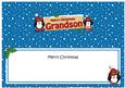 Xmas Grandson Penguins Signpost Large Dl Insert