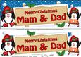Xmas Mam & Dad Penguins Signpost Lge Dl Easicut 3D Decoupage