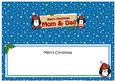 Xmas Mom & Dad Penguins Signpost Large Dl Matching Insert