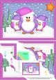 A5 Xmas Penguins Felties Scallop Corner Side Stacker