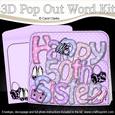3D 50th Birthday Sister Shoes & Bags Pop Out Word Card