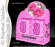 3D Roses Perpetual Calendar Desk Set 3D Decoupage