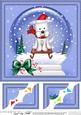 8 x 8 Xmas Sledging Westie Dog Snowglobe Scalloped Corner