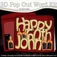 3D 60th Birthday John Whisky Pop Out Word Card