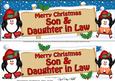 Xmas Son & Daughter in Law Penguins Signpost Large Dl