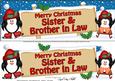 Xmas Sister & Brother in Law Penguins Signpost Large Dl