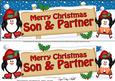 Xmas Son & Partner Penguins Signpost Lge Dl Easicut Decoupag