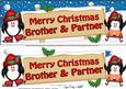 Xmas Brother & Partner Penguins Signpost Lge Dl Decoupag