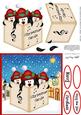 Singing Penguins Merry Carollers 3D Decoupage