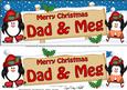 Xmas Dad & Meg Penguins Signpost Large Dl Easicut Decoupage