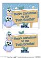 Xmas Twin Brother Owls Signpost 5x7 Easicut Decoupage