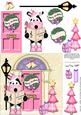 Singing Mily Moo Cow Christmas Door Quick Card 3D Decoupage