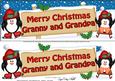 Xmas Granny & Grandpa Penguins Signpost Lge Dl Decoupag