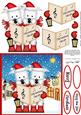 Singing Santa & Westie Dogs Merry Carollers 3D Decoupageupa