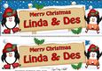 Xmas Linda & Des Penguins Signpost Lge Dl Easicut Decoupage