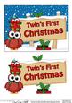 Twins 1st Christmas Owls Signpost 5x7 Easicut Decoupage