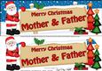Xmas Mother & Father Santa Signpost Lge Dl Decoupage