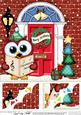 8 x 8 Singing Owl Christmas Door Scalloped Topper