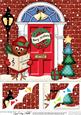 8 x 8 Singing Robin Christmas Door Scalloped Topper