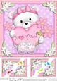 8 x 8 Teddy Tess's Heart Scalloped Corner Topper