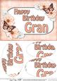 A5 Birthday Gran Butterflies & Flowers Oval Pyramage